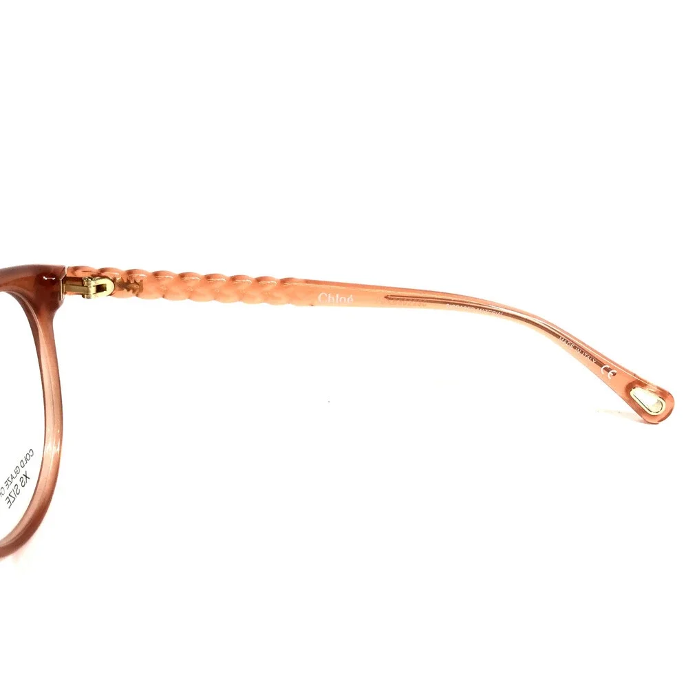 Chloe Eyeglasses Frames CH0006O 001 Transparent Brown Round XS Size 50-17-140